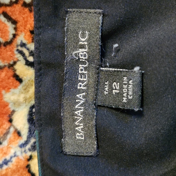 Banana Republic Navy Floral Hawaiian Strappy Dress Lined Asymmetrical 12 Tall - Picture 9 of 16